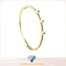 Joyería de las mujeres de plata de ley 925 de plata esterlina de oro galjanoplastia brazalete regalo G41246